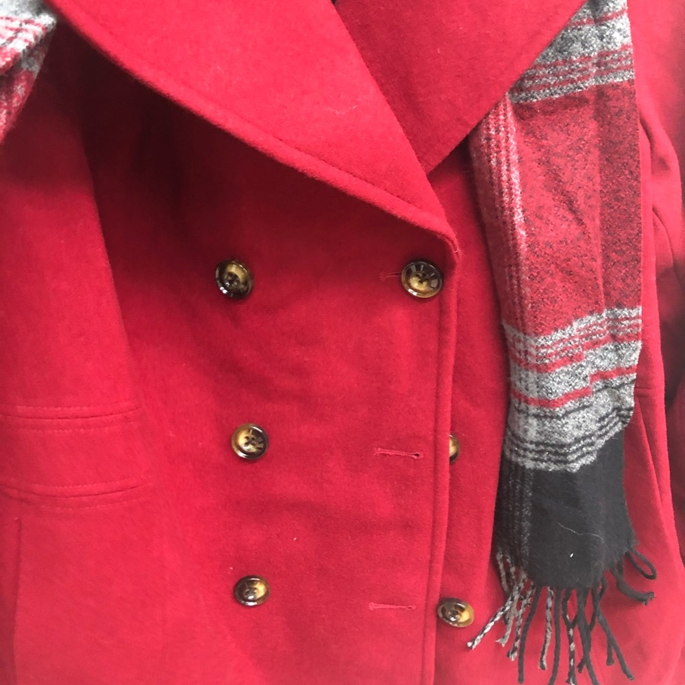 London Fog | Women's Peacoat with Scarf | Red | Size 3X - Picture 3 of 5